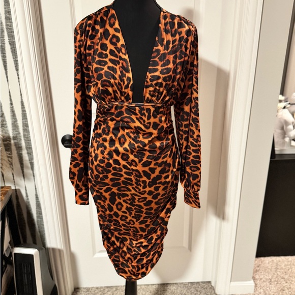 Leopard Print Long Sleeve Dress - Picture 1 of 4